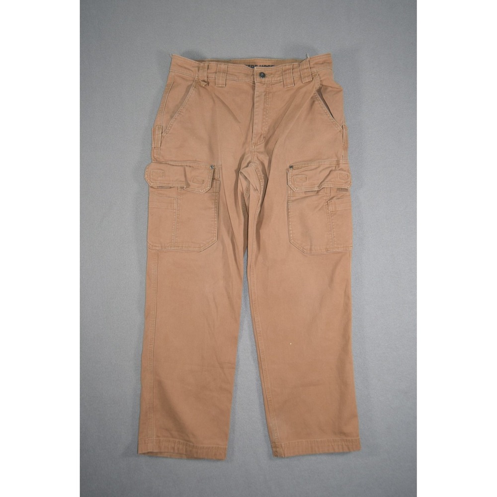 Duluth Trading Co Pants Mens 34x32 (Fits 32x30) Brown Canvas Cargo Workwear